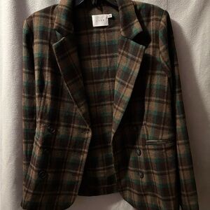 Lush Plaid Jacket in Brown and Green